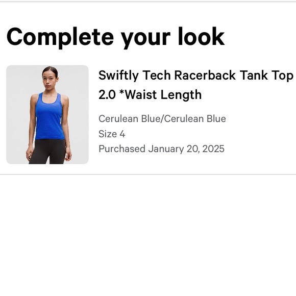 NEW Swiftly tech racerback tank top 2.0 waist length size 4 in cerulean blue - Picture 2 of 3